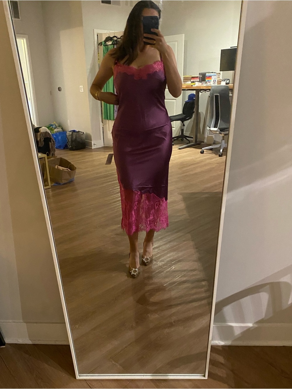 Satin Plum Topshop Slip Dress